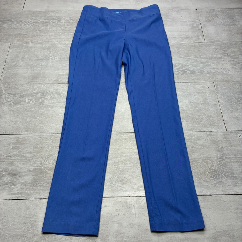 J.McLaughlin Masie Pants Women 6 Blue Straight Leg Pull On Stretch Workwear